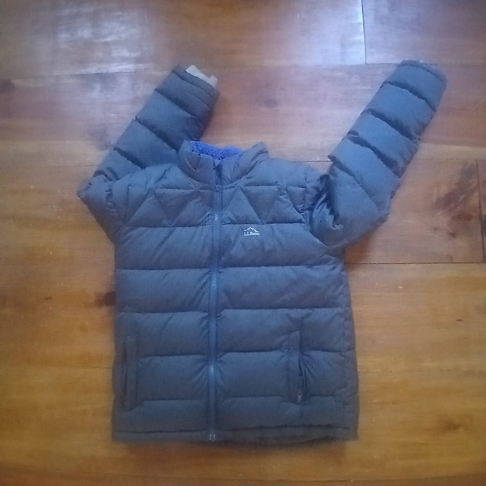 L.L. Bean Kids DOWNTEK Water Proof Puffer Jacket - Dark Gray Sz 14-16.